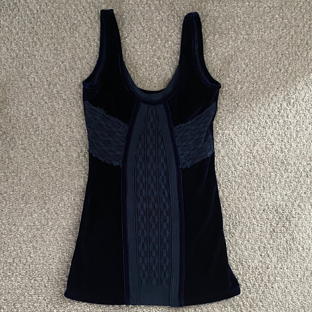 Free People velvet Navy sleeveless top or Mini Dress Small